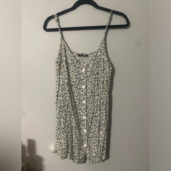 SHEIN Dresses & Skirts - Shein Green Floral Mini Dress with Buttons